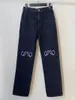 Jeans Womens Designer byxa ben Öppna gaffel tät capris denim byxor vit rosa förtjockas varm bantning jean byxor märke kvinnor kläder broderi tryck zdeu