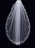 Charme blanc ivoire voiles courts de luxe fête de mariage dentelle perlée garniture une couche pas cher de haute qualité mariée mantille tulle avec Com6612312