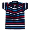 Men Polo Shirt Summer męskie swobodny oddychanie Plus 5xl 6xl w paski w paski z krótkim rękawem koszulka polo Puro Cotton Fashion Men Ubrania 240304