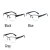 Solglasögonramar 2024 Fashion Anti Blue Light Men Half Frame Eyewear Retro Gelglas Trend Optical Computer Eye Glasses