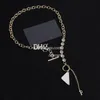 Jewelry Golden Chain Necklaces Luxury Triangle Rhinestone Pendants Necklaces Silver Plated Necklaces With Box 4 Colors