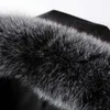 Mens Fur Autumn/winter Thickened Silver Fox Collar with Detachable Rabbit Hair Inner Bladder and Overcoming Coat