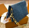 Bolsas de diseñador de moda lienzo de mezclilla trae bolsas de cadena casual