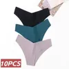 Culotte femme 10 pièces sexy sans couture soie femme sous-vêtements élasticité tongs femmes lingerie secret bikini v design slips