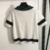 Polo con letras bordadas para mujer, Tops de punto, camiseta recortada, camisetas informales de verano, ropa para mujer