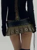 Weekeep Punk Low Rise Y2K Mini Pleated kjol med Pu Belt Autumn Sexig super kort kjol Vintage Grunge 2000 -talskvinnor kläder 240307