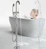 Rubinetto per vasca da bagno a pavimento cromato con doccetta Miscelatore per lavabo per vasca da bagno Rubinetto per doccia con bocca girevole da terra8756143