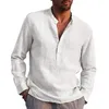 Effen Casual Losse Effen Linnen Shirts Voor Mannen Trend Normale Heren Lange Mouwen Oversized Shirts Elegante Mode Mannelijke Tops 240229