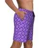 남자 반바지 목욕복 개 발판 인쇄 보드 여름 보라색 동물 클래식 해변 짧은 바지 남자 디자인 런치 드라이 수영 트렁크