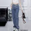 Jeans pour femmes Version correcte du pantalon à chaîne tissée en métal automne-hiver 23 de Xiaoxiangjia avec jean brodé à poche arrière double C FXQ4