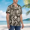 Men's Casual Shirts Vintage Snakeskin Beach Shirt Male Snake Skin Print Animal Summer Short-Sleeve Novelty Oversized Blouses Gift