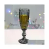 Vinglasögon Hine Pressed Vintage Colored Goblet White Champagne Flute Water Glass Green Blue Pink Goblets Cup Drop Delivery Home GA DHB8W