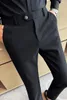 Men's Suits British Style Fashion Men Dress Pants Office Social Business Casual Suit Man Slim Fit Wedding Trousers Male Clothing L07