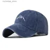 Ball Caps Unisex Cotton Wash Hat Mountain Embroidered Retro Baseball Hat Mens Adjustable Casual Outdoor Street Clothing Sports HatY240315