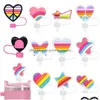 Drinking Sts Lgbt Rainbow Love Sile St Toppers Accessories Er Charms Reusable Splash Proof Dust Plug Decorative 8Mm/10Mm Drop Delivery Otavo