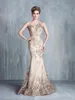 Tony Chaaya 2024 Evening Dresses With Detachable Train Champagne Beads Mermaid Prom Gowns Lace Applique Luxury Party Dress robes de soiree