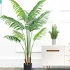 Dekorativa blommor 120-200 cm Stort konstgjorda banan träd Tropiska falska växter Palm Leafs Green Plastic Jungle Plant for Home