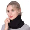 Scarves 2024 Wool Knitted Scarf For Women Soft Solid Winter Thickened Warm Full Face Mask Snood Neck Unisex Neckerchief