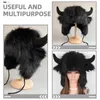 Pinces à cheveux décoratives, chapeau en corne de bœuf, fourrure moelleuse mignonne pour l'hiver