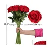 Flores decorativas Guirnaldas 20 pulgadas Rosa artificial para el día de San Valentín Rosas Real Touch Seda Sola flor falsa Ramos de tallo largo DHBTF