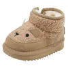 Första vandrare vinter babyskor och barn med plysch snöskor babyskor varma flickor skor pojkar bomullsskor 240315