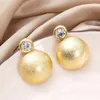 Stud Earrings Korean Fashion Exaggerated Geometric 3D Vintage Hemispherical Round For Women Trending Products Cute Girls Jewelry