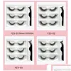 False Eyelashes Makeup 3D Self Adhesive Lashes 3 Pairs Fake Eyelash With Tweezer Extension Handmade Lash Soft Comfortable Thick Cros Dhw2X