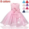 Robes de fille Les filles s'habillent robe de princesse fleur robe de mariée élégante gros arc anniversaire enfants robes pour filles enfants robes Tutu 240315