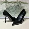 Sukienka buty wskazane palce skórzane na wysokim obcasie marka projektantka seksowna wsuwana sztylet lato dla kobiet czarne pompki imprezowe