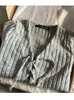 Damenstrick Vintage Braun Strick Bandage Cardigan Frauen Herbst Sexy V-Ausschnitt Baumwolle Dünne Kurze Pullover Chic Y2k Streetwear Solide Süße Pullover