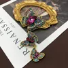 Brooches Large Size Vintage Colored Crystal Peacock Butterfly Brooch Lady Elegant Pin Luxury Jewelry For Banquet Wedding Party