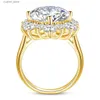 Pierścienie klastra masywne okrągłe cięcie 13 mm 8ct moissanite Pierścień z certyfikatem luksusowe biżuterii ślubne dla kobiet Prezent zaręczynowy test L240315
