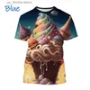 T-shirts pour hommes Summer Hot Food Cone Ice 3D Imprimer T-shirts Cake Ice Fashion Personnalité Unisexe Court Slve T-shirt à col rond Ts Y240315