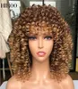 Perruques synthétiques de cheveux Cosplay Afro crépus bouclés perruque avec frange perruques synthétiques courtes pour les femmes noires ombré brun blond sans colle Cospl3919492