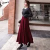 Spódnice pulabo linia zimowa dla kobiet ciepłe design elegancka dama biuro długa spódnica z wydrukowana elastyczna wełniana talia