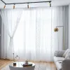 Gardiner vita broderade tyllfönster gardiner för vardagsrum europeisk voile ren gardin för sovrum kök dörr draperi persienner dekor