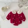 8090 Koreaanse Babykleertjes Winter Baby Meisjeskleding Plus Fluwelen Prinses Klimkleding 240327