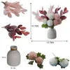 Flores decorativas artificiais com vaso para decoração conjunto de seda falsa, peças centrais de decoração de mesa de cozinha para casa