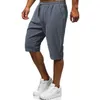 Calças masculinas verão cor shorts juventude casual algodão cânhamo esportes solto grande perna reta para homem plus size