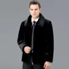Goldener Nerz-Fleece-Mantel der Marke für Herren mit mittlerer und älterer Haut, Winter, verdickt, warm, modisch, Haar-Väter-Oberteil
