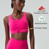 Lu Align Lemon Fiess Impact Mujeres Yoga Sujetador alto Color sólido Media cremallera Ropa interior deportiva Mantecoso Suave Gimnasio Crop Top Ropa deportiva transpirable nosotros