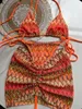 女性用水着かぎ針編みビキニ女性カラフルな水着スカートビーチウェア
