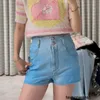 نساء جينز نسائي عالية Xiaoxiangjia 24 أوائل الربيع TIE DYE التدرج المزدوج شارة جينز عالية الخصر وسروال سراويل في لونين U0A6