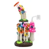 1pc,9.4in,Glass Bubbler With Fixed Diffuser Downstem Water Pipe Bongs,Colorful Polymer Clay Mushrooms Evil Eyes Smoking Item,Evil Eyes With Glow In Dark