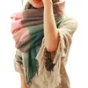 Scarves Winter Coat Scarf Elegant Shawl Colorful Plaid Print With Tassel Trim Thick Imitation Cashmere Warm Fashion