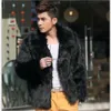 Autumn and Winter New Black Fashion Coat Imitation Fur Fox Lapel Mens Casual Slim