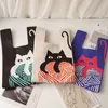 Handtas Gebreide wollen emmer voor dames Japanse en Koreaanse stijl Handdragende casual draagtas Lunchbox Cat Bag