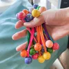 Hårtillbehör ett par solid kontrastfärg rund boll långt elastisk band för tjej söt kawaii enkel hästsvans bulle gummiband mode gåva