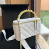 Bolsa de ombro marca de luxo 23b pérola alça corrente caixa maquiagem mais strass único 7a crossbody bolsa feminina mingyuan destino 19cm