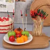 Forks 100pcs 12cm Bamboo Toothpicks Pick Buffet Cupcake Fruit Fork Party Dessert Salad Stick Cocktail Skewer For Wedding